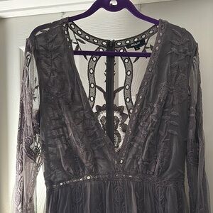Elegant Sheer Dusty Purple/Lavender Lace Dress